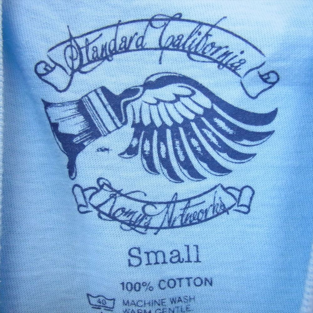 STANDARD CALIFORNIA スタンダードカリフォルニア CALIFORNIA カリフォルニア ロゴプリント クルーネック 半袖 Tシャツ ライトブルー系 S【中古】