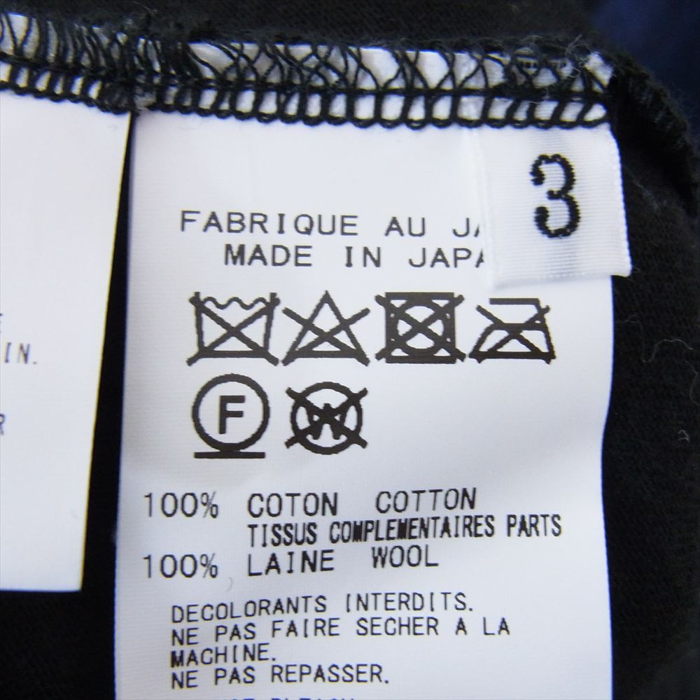 Yohji Yamamoto POUR HOMME ヨウジヤマモトプールオム HX-K27-085 DOUBLE-LAYER SWEATER T-SHIRT レイヤード 前2重 セーター ニット 長袖 Tシャツ カットソー ネイビー系 3【中古】