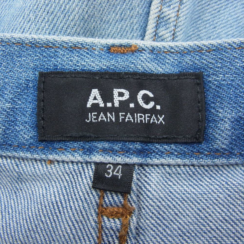 A.P.C. アーペーセー 23SS 23E1-COFDI-M09156 Fairfax Jeans 34インチ フェアファックス ボタンフライ ジーンズ ワイド デニムパンツ インディゴブルー系 34【中古】