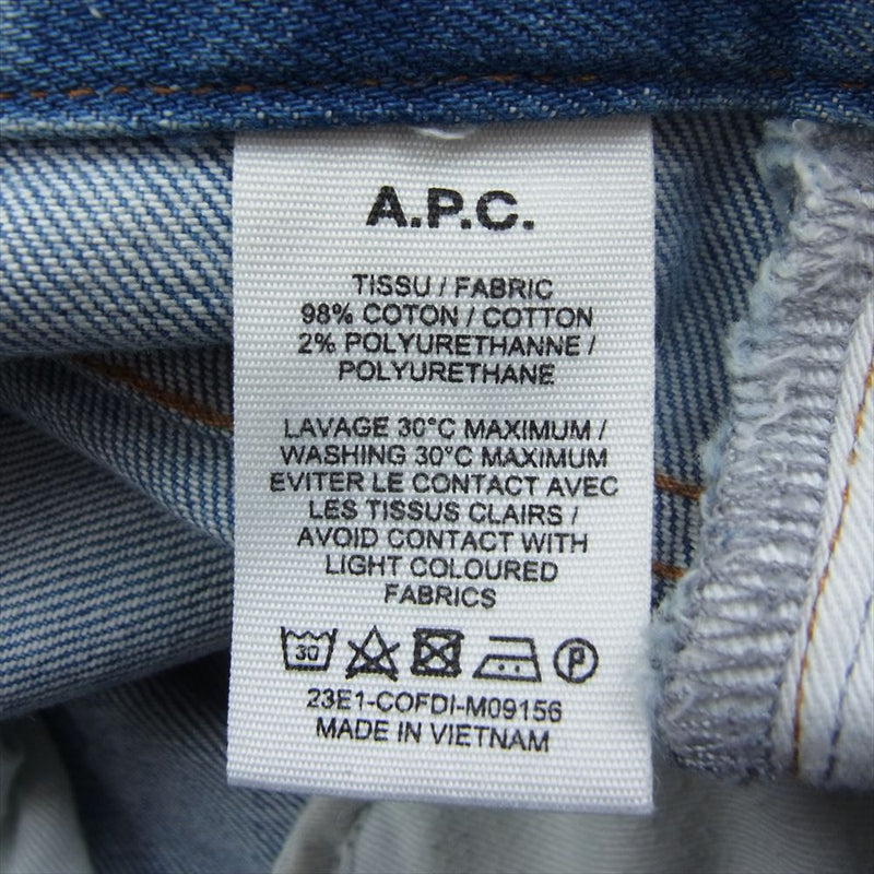 A.P.C. アーペーセー 23SS 23E1-COFDI-M09156 Fairfax Jeans 34インチ フェアファックス ボタンフライ ジーンズ ワイド デニムパンツ インディゴブルー系 34【中古】