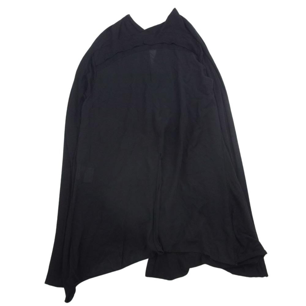 JULIUS ユリウス 14SS 460CUM5 MA_JULIUS エムエーユリウス Elongated V-neck Buttoned Cardigan VISCOSE LINEN オーバーサイズ バックスリット ヴィスコースリネン Vネック カーディガン ブラック系 1【中古】