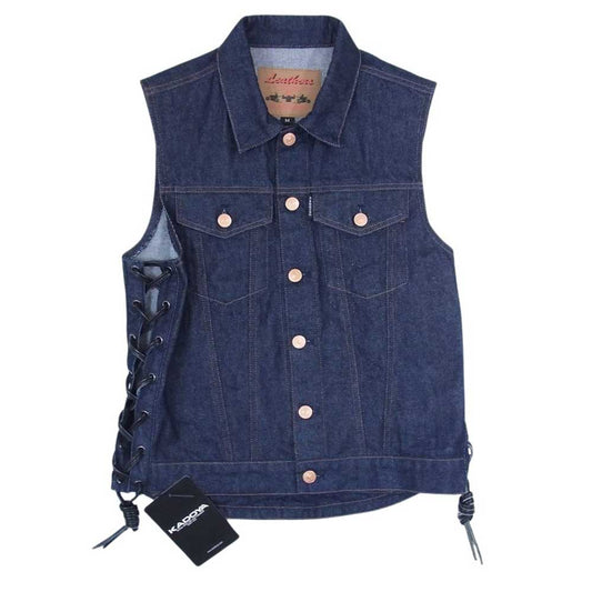 KADOYA カドヤ BIKER DENIM VEST 3 バイカー デニム ベスト インディゴブルー系 M【美品】【中古】