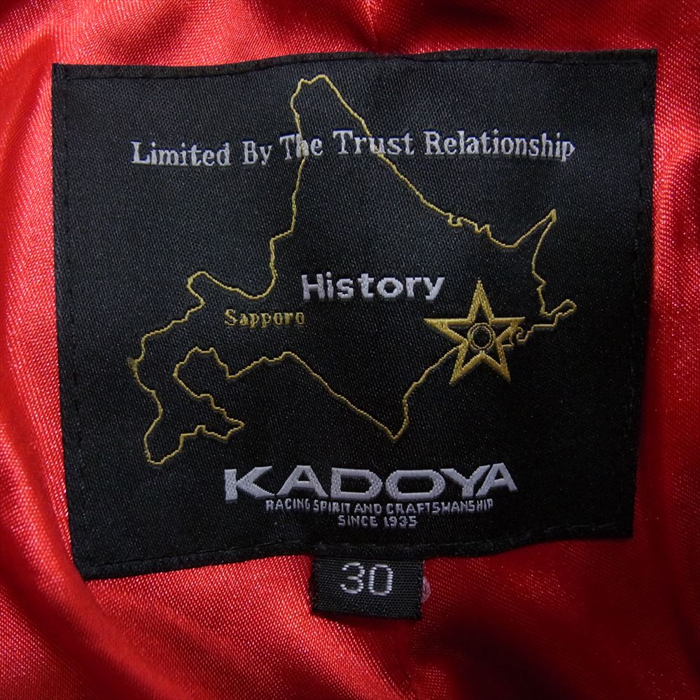KADOYA カドヤ STP-H History ヒストリー 別注 牛革 カウハイド ハードステア レザー パンツ ブラック系 30【美品】【中古】
