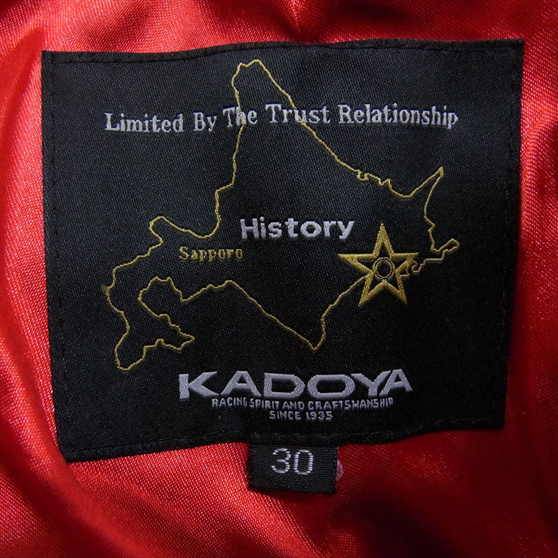 KADOYA カドヤ STP-H History ヒストリー 別注 牛革 カウハイド ハードステア レザー パンツ ブラック系 30【美品】【中古】