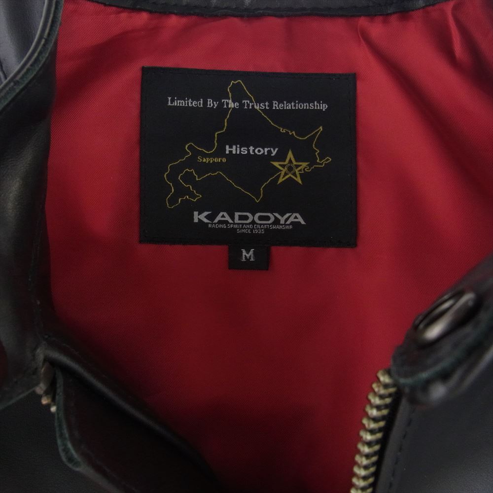 KADOYA カドヤ TSR-H  History ヒストリー 別注 牛革 カウハイド ハードステア レザー シングル ライダース ブラック系 M【美品】【中古】