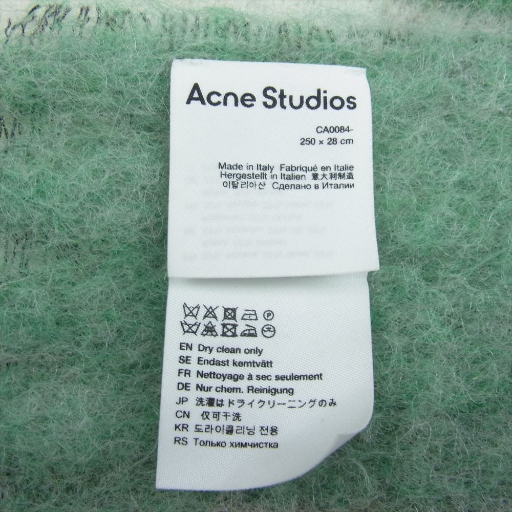 ACNE STUDIOS アクネストゥディオズ CA0084 モヘア チェック フリンジ スカーフ マフラー 刺繍 ボックスタグ グリーン系【中古】