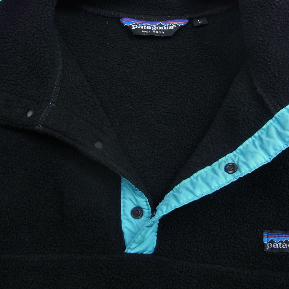 patagonia パタゴニア 25541 80s 90s 三角タグ USA製 スナップT プルオーバー 長袖 フリース  ブラック系 L【中古】