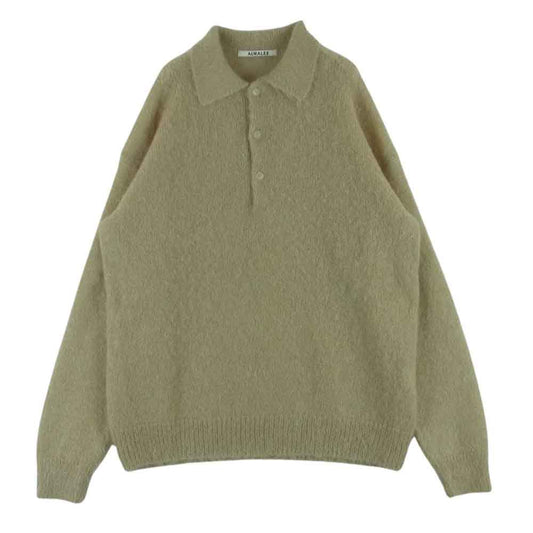 AURALEE オーラリー 23AW A23AP03KM BRUSHED SUPER KID MOHAIR KNIT POLO ブラッシュド スーパーキッドモヘヤ ニット プルオーバー ベージュ系 4【中古】