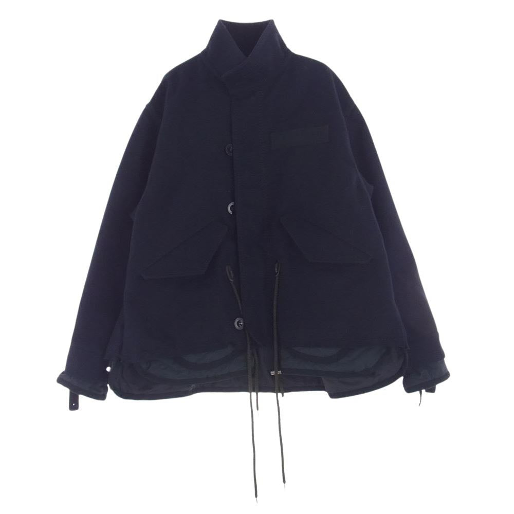 Sacai サカイ 22AW 22-02884M Wool Melton Blouson ウール メルトン ブルゾン フルジップ レイヤード ジャケット ダークネイビー系 3【中古】