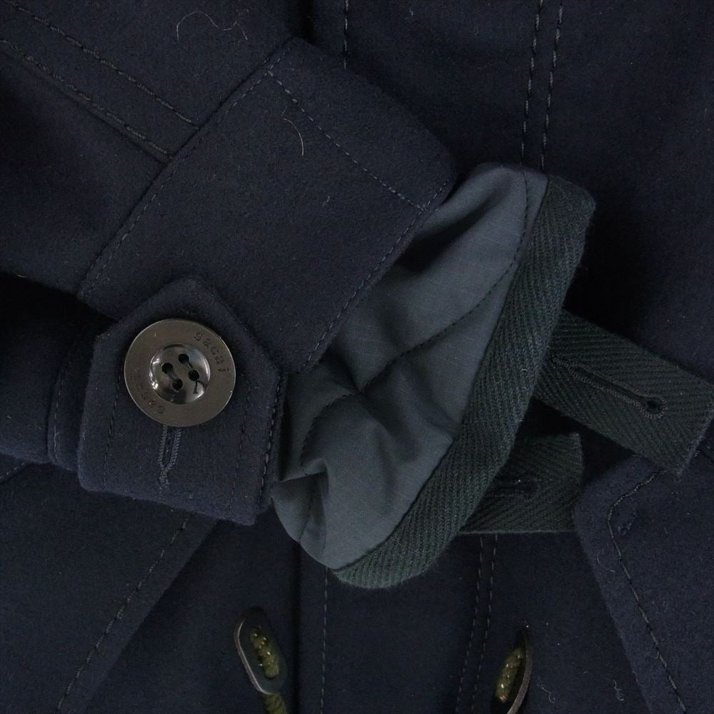 Sacai サカイ 22AW 22-02884M Wool Melton Blouson ウール メルトン ブルゾン フルジップ レイヤード ジャケット ダークネイビー系 3【中古】