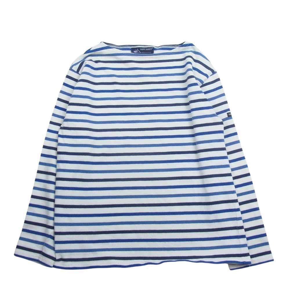 SAINT JAMES セントジェームス ボーダー バスクシャツ 長袖 Tシャツ ホワイト系 ブルー系 36【中古】