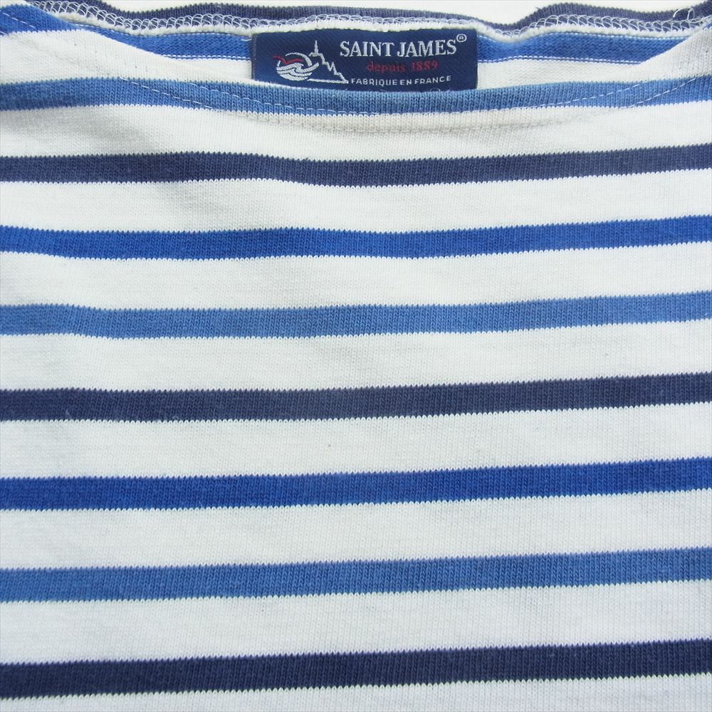 SAINT JAMES セントジェームス ボーダー バスクシャツ 長袖 Tシャツ ホワイト系 ブルー系 36【中古】