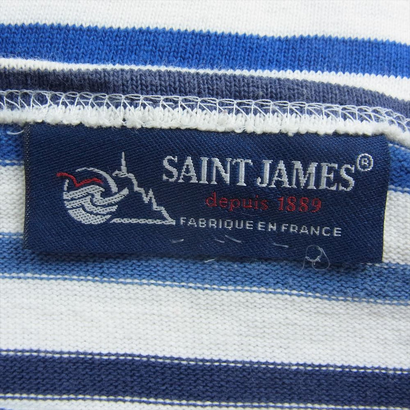SAINT JAMES セントジェームス ボーダー バスクシャツ 長袖 Tシャツ ホワイト系 ブルー系 36【中古】