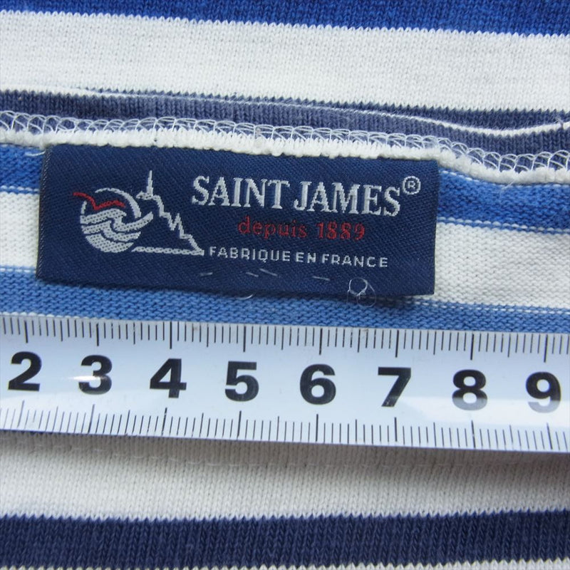 SAINT JAMES セントジェームス ボーダー バスクシャツ 長袖 Tシャツ ホワイト系 ブルー系 36【中古】