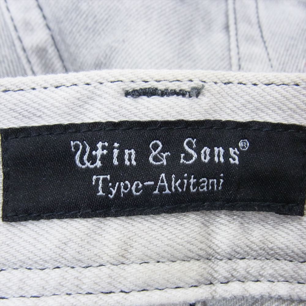 Win&Sons ウィンアンドサンズ TA-BT005-W TYPE AKITANI WHITE GRUNGY WASH DENIM PANTS ホワイト グランジ ウォッシュ フレア ペイント 加工 デニム パンツ グレー系 1【中古】