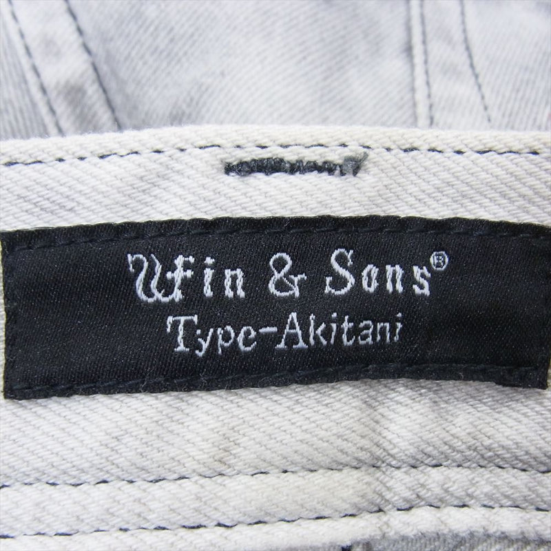 Win&Sons ウィンアンドサンズ TA-BT005-W TYPE AKITANI WHITE GRUNGY WASH DENIM PANTS ホワイト グランジ ウォッシュ フレア ペイント 加工 デニム パンツ グレー系 1【中古】