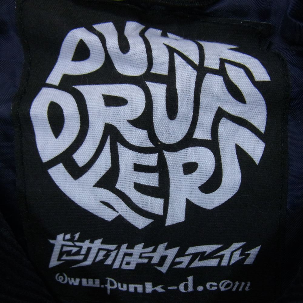 PUNK DRUNKERS パンクドランカーズ 麻雀 国士無双 立直 刺繍 リブ コーデュロイ スカジャン ジャケット ブルゾン ネイビー系 S【中古】