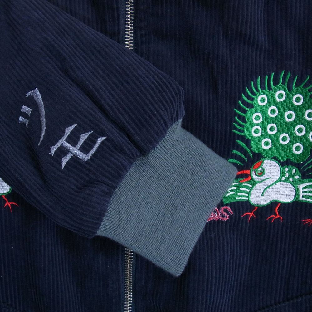 PUNK DRUNKERS パンクドランカーズ 麻雀 国士無双 立直 刺繍 リブ コーデュロイ スカジャン ジャケット ブルゾン ネイビー系 S【中古】