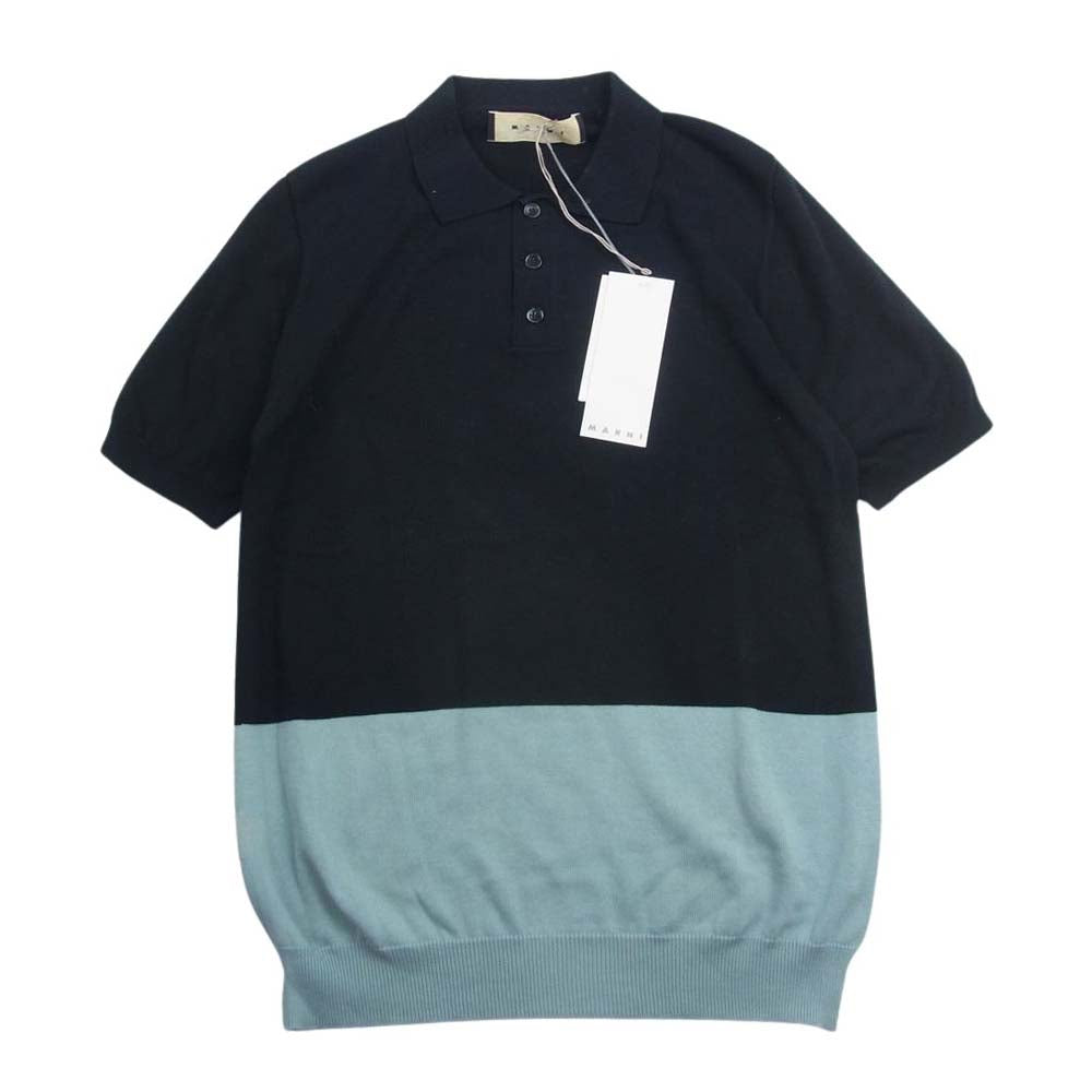 MARNI マルニ POMGP02QE0FC755 バイカラー 切り替え コットン ポロシャツ ブラック系 44【中古】