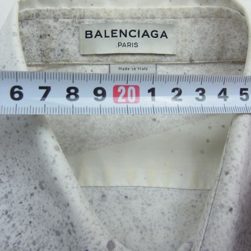 BALENCIAGA バレンシアガ 301991 TMA21 スプレー プリント 長袖 シャツ ホワイト系 38【中古】