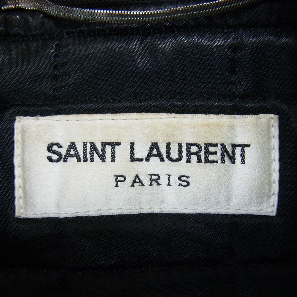 SAINT LAURENT サンローラン 325136 Y819B 国内正規品 コヨーテファー ミリタリー ブルゾン ダウンジャケット ブラック系 46【中古】