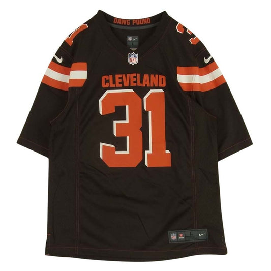 NIKE ナイキ NFL CLEVELAND ジャージ ユニフォーム ゲームシャツ 半袖 Tシャツ グアテマラ製 ダークブラウン系 L【中古】