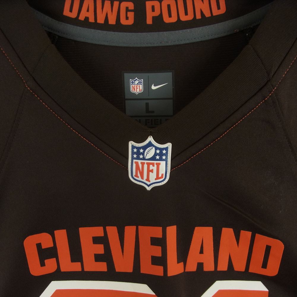 NIKE ナイキ NFL CLEVELAND ジャージ ユニフォーム ゲームシャツ 半袖 Tシャツ グアテマラ製 ダークブラウン系 L【中古】