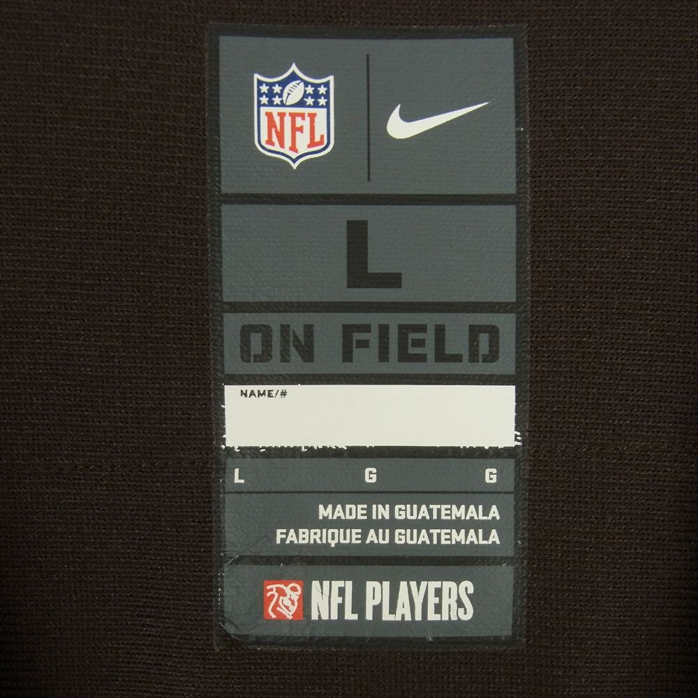 NIKE ナイキ NFL CLEVELAND ジャージ ユニフォーム ゲームシャツ 半袖 Tシャツ グアテマラ製 ダークブラウン系 L【中古】