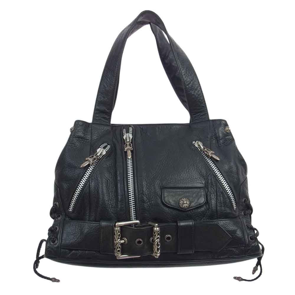 CHROME HEARTS クロムハーツ（原本無） JJ DEAN LG JJディーン ラージ レザー ライダース ハンドバッグ ブラック系【中古】