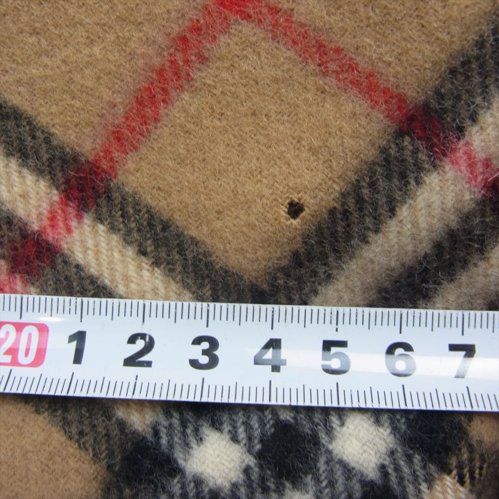 BURBERRY バーバリー 英国製 ラムウール ノバチェック ウール フリンジ マフラー ストール ベージュ系【中古】