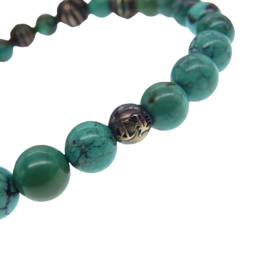 CHROME HEARTS クロムハーツ（原本有） BEAD クロスボール CHプラス ビーズ ブレスレット 8ｍｍ ターコイズ エメラルドグリーン系【中古】