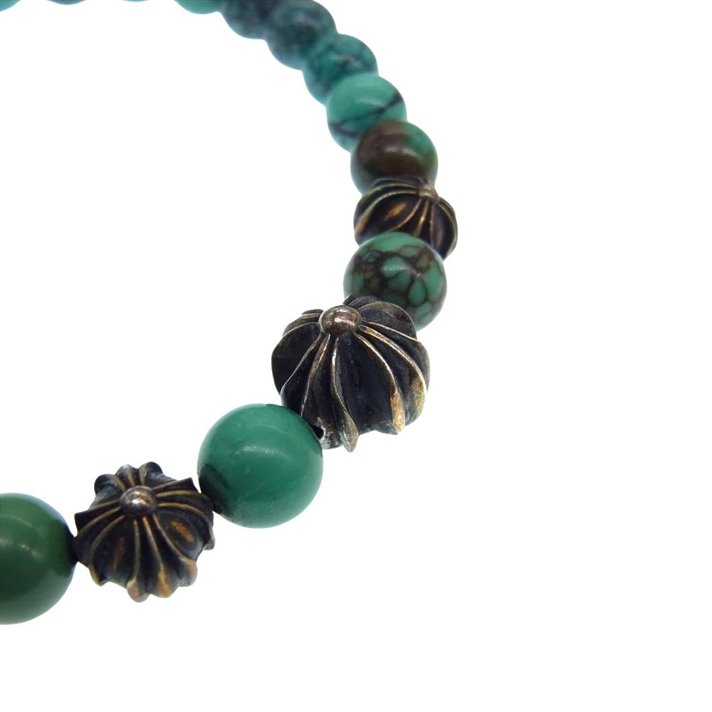 CHROME HEARTS クロムハーツ（原本有） BEAD クロスボール CHプラス ビーズ ブレスレット 8ｍｍ ターコイズ エメラルドグリーン系【中古】
