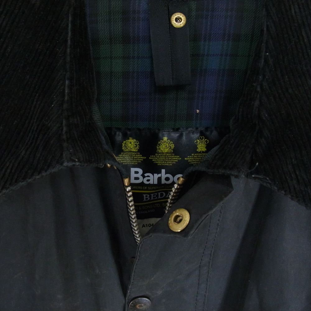 Barbour バブアー A104 00年 英国製 3ワラント BEDALE ビデイル オイルド ジャケット ブラック系 C38/97cm【中古】