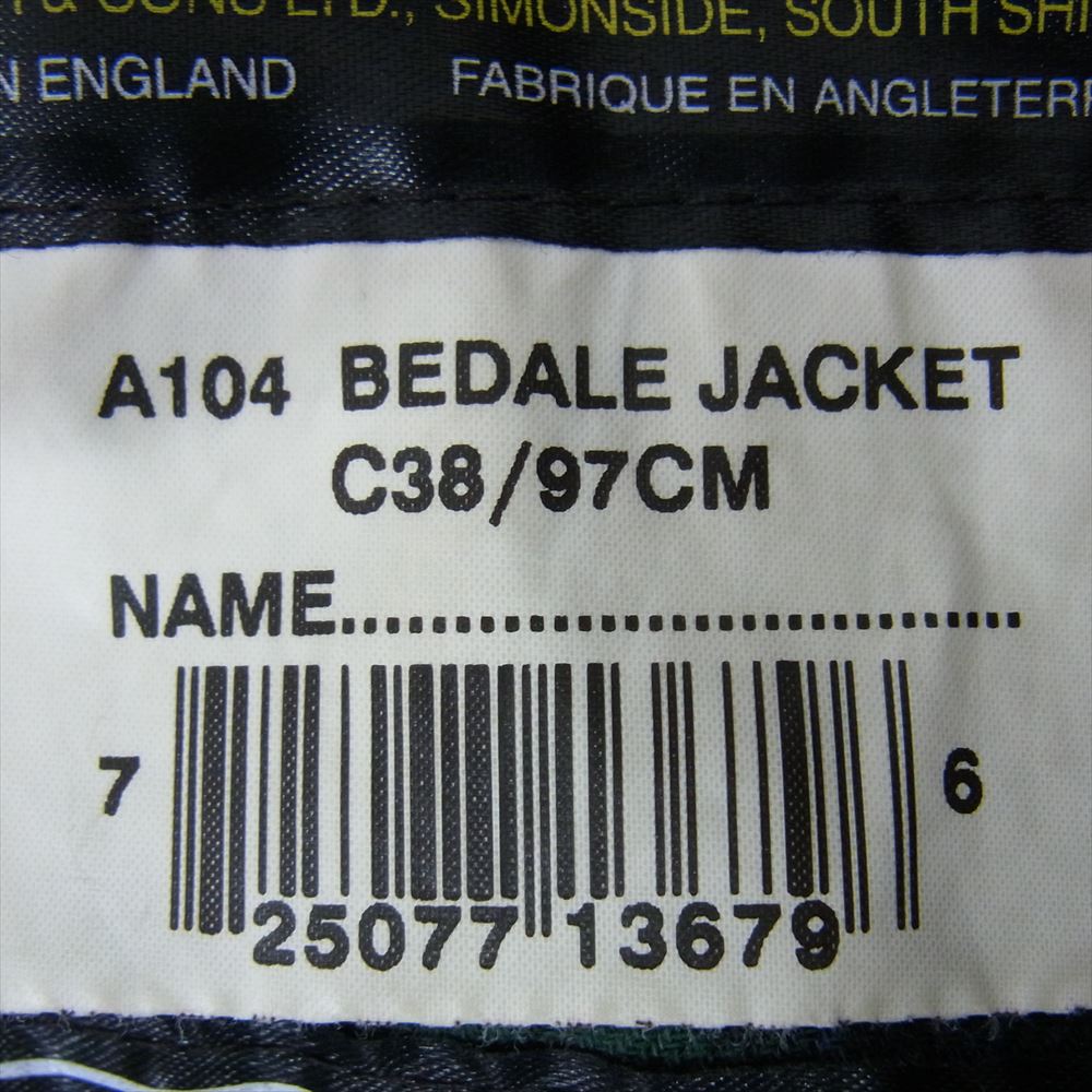 Barbour バブアー A104 00年 英国製 3ワラント BEDALE ビデイル オイルド ジャケット ブラック系 C38/97cm【中古】