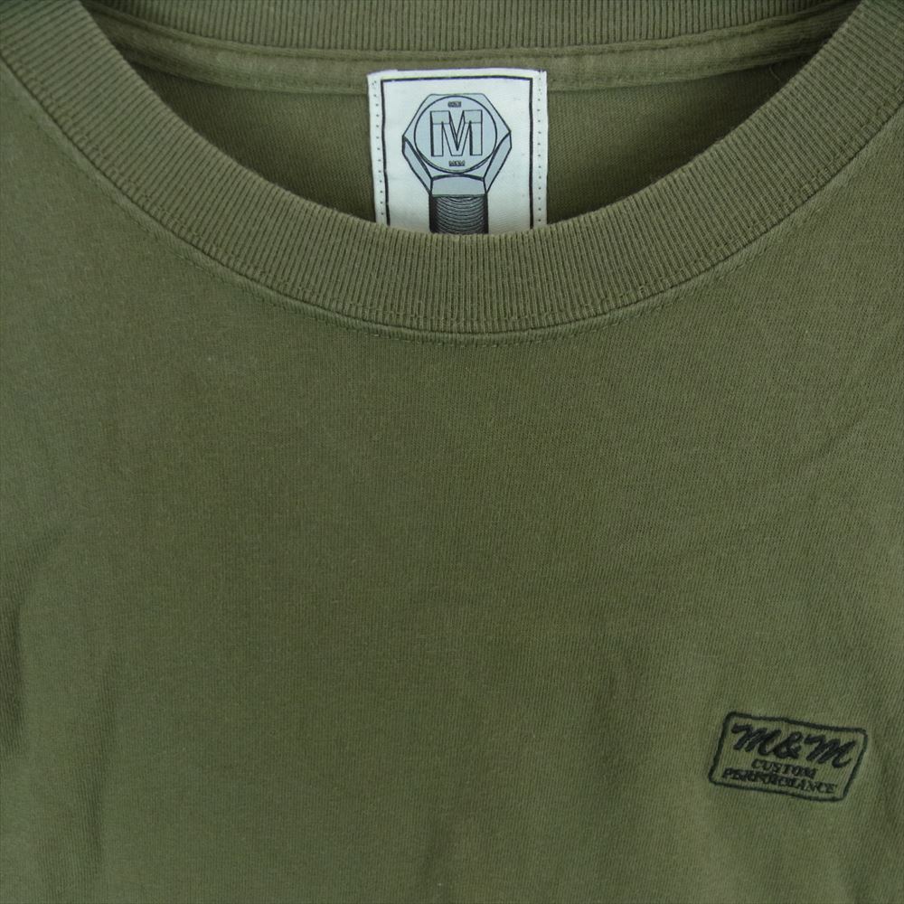 エムアンドエム 5011-01 31063HH ロゴ 刺繍 長袖 Tシャツ 中国製 カーキ系 グレイッシュカーキ系 M【中古】