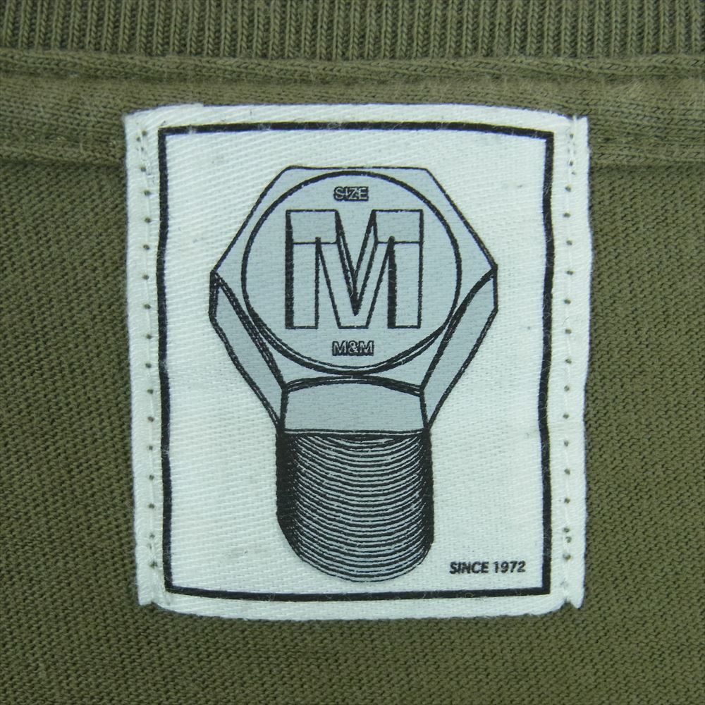 エムアンドエム 5011-01 31063HH ロゴ 刺繍 長袖 Tシャツ 中国製 カーキ系 グレイッシュカーキ系 M【中古】