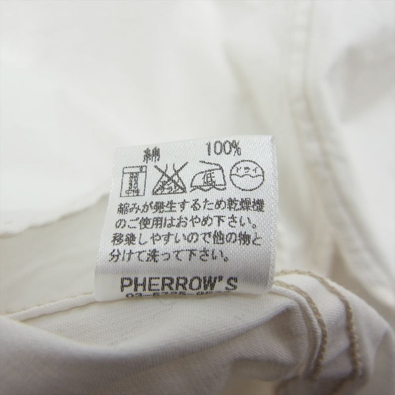Pherrow's フェローズ ロングスリーブ 長袖 ワークシャツ オフホワイト系 38【中古】
