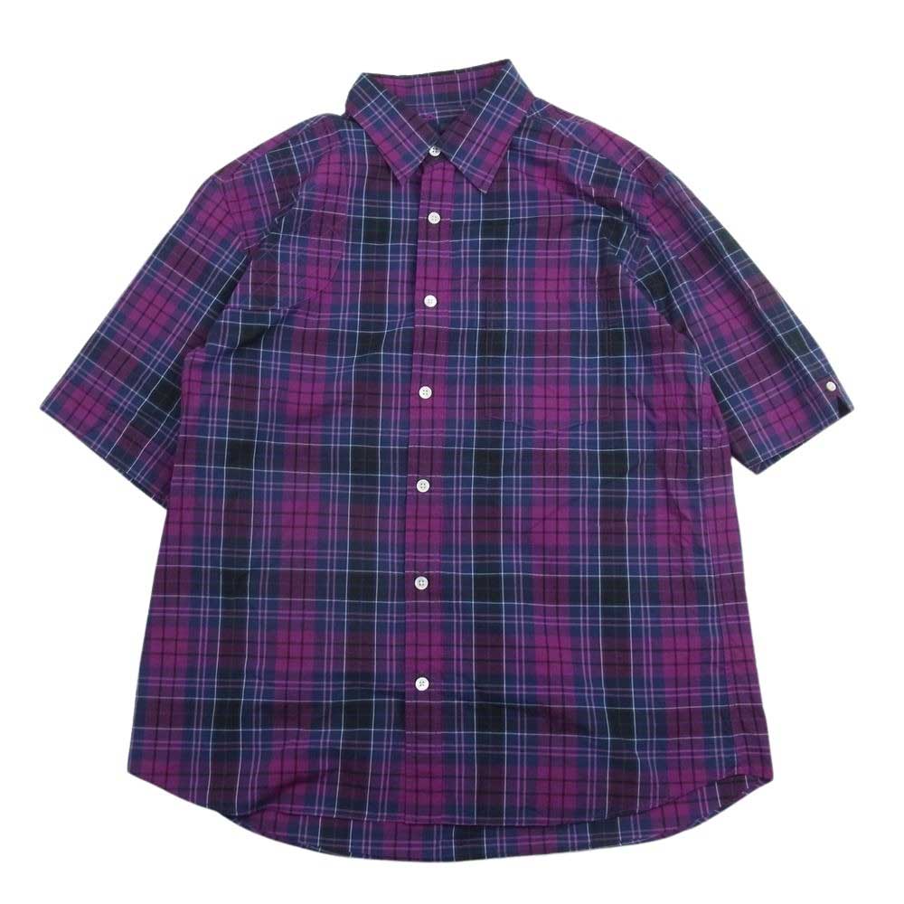 SOPHNET. ソフネット SOPH-60038 S/S CHECK SHIRT ショート スリーブ チェック 半袖シャツ パープル系 L【中古】