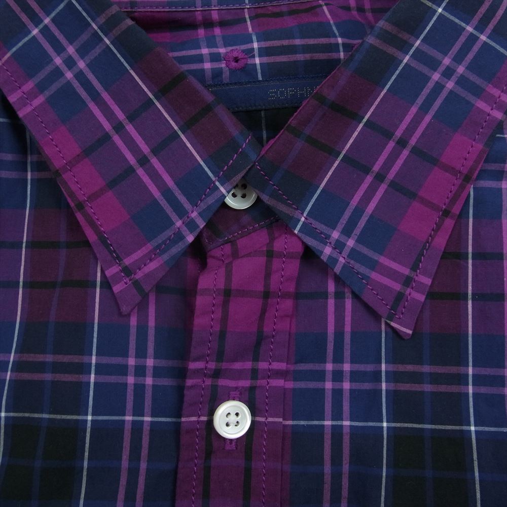 SOPHNET. ソフネット SOPH-60038 S/S CHECK SHIRT ショート スリーブ チェック 半袖シャツ パープル系 L【中古】