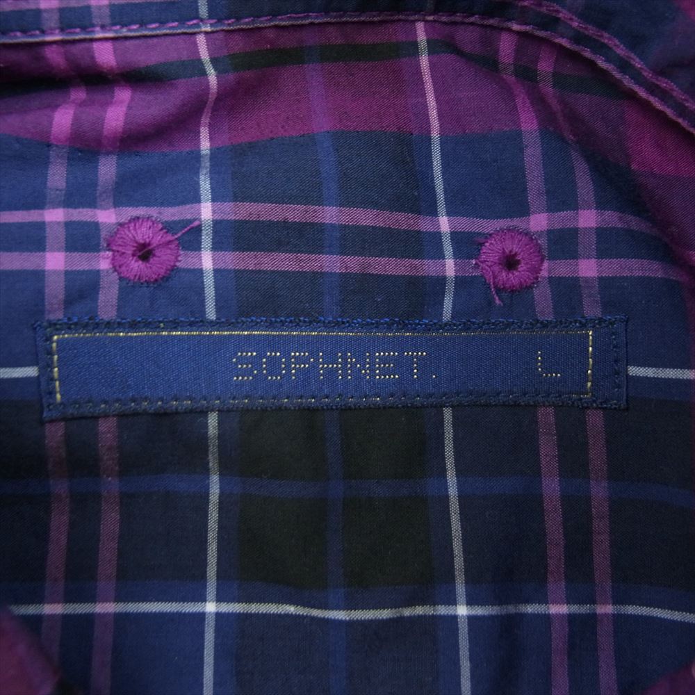 SOPHNET. ソフネット SOPH-60038 S/S CHECK SHIRT ショート スリーブ チェック 半袖シャツ パープル系 L【中古】