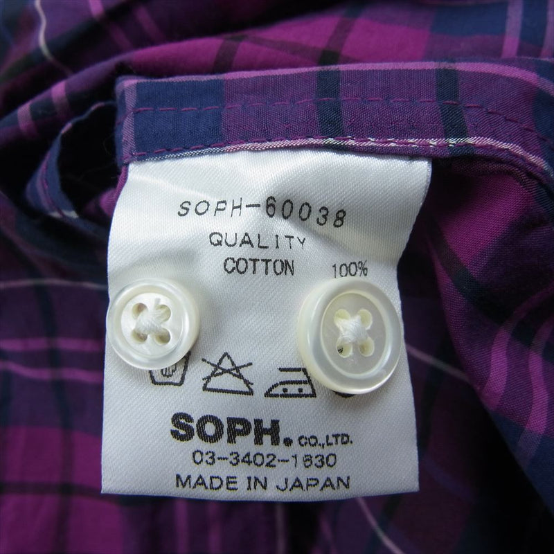 SOPHNET. ソフネット SOPH-60038 S/S CHECK SHIRT ショート スリーブ チェック 半袖シャツ パープル系 L【中古】