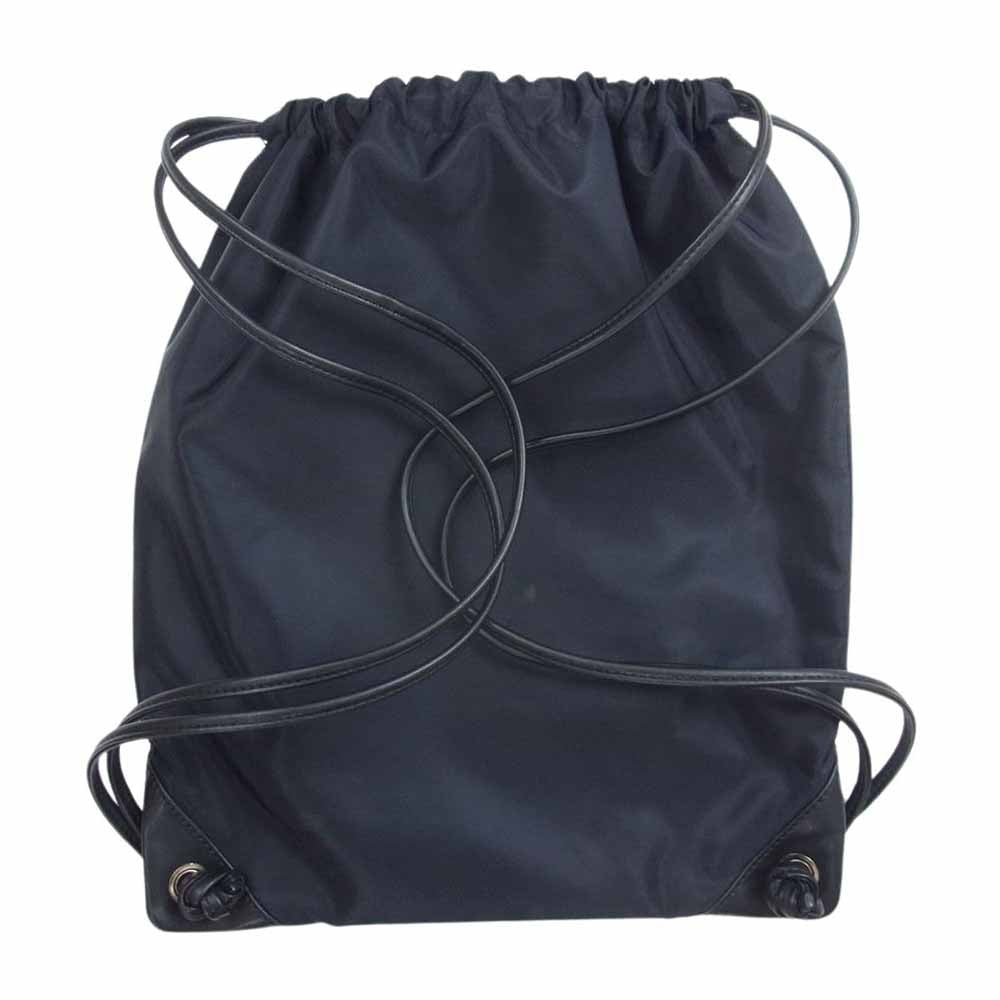 モスキーノ 巾着 ナイロン プリント リュック ドロー ストリング リュック ブラック系【美品】【中古】