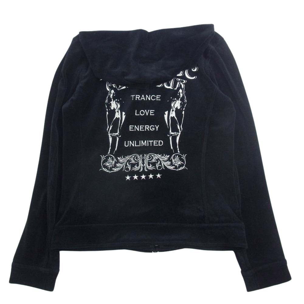 HYSTERIC GLAMOUR ヒステリックグラマー 2CF-7590 ガール刺繍 ベロア フルジップ パーカー フーディ ブラック系 F【中古】