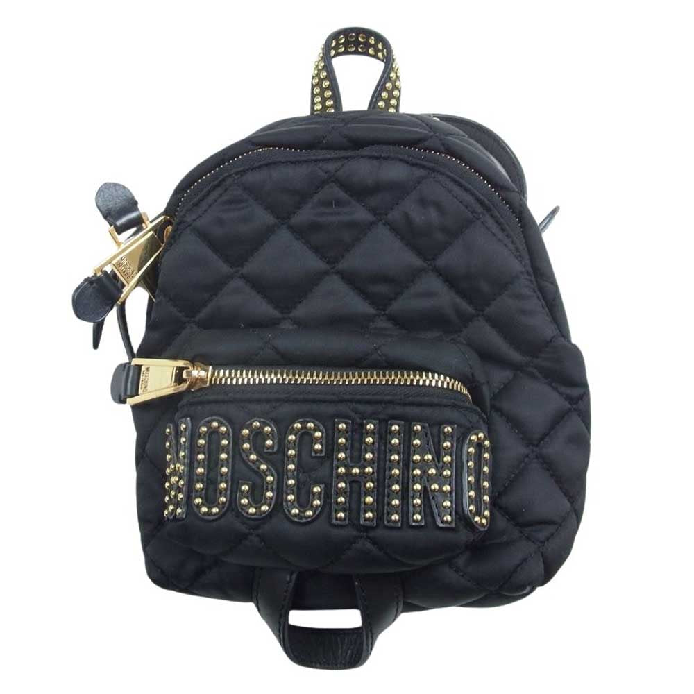 モスキーノ ナイロン キルティング スタッズ 2WAY ミニリュックサック ショルダーバッグ ブラック系【中古】