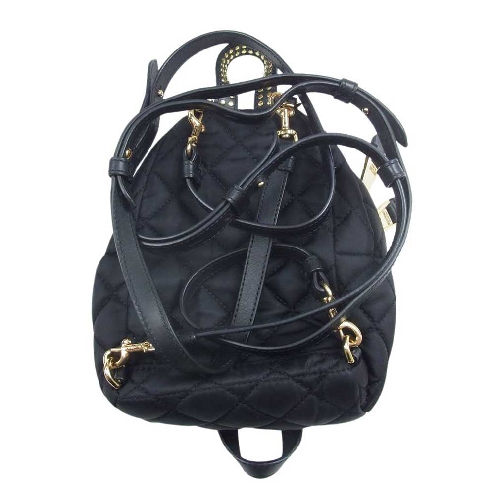モスキーノ ナイロン キルティング スタッズ 2WAY ミニリュックサック ショルダーバッグ ブラック系【中古】