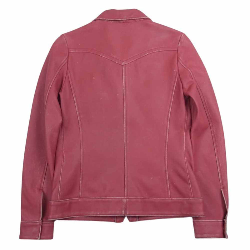 HYSTERIC GLAMOUR ヒステリックグラマー 0111LB01 ラムレザー シングル ライダースジャケット レッド系 F【中古】