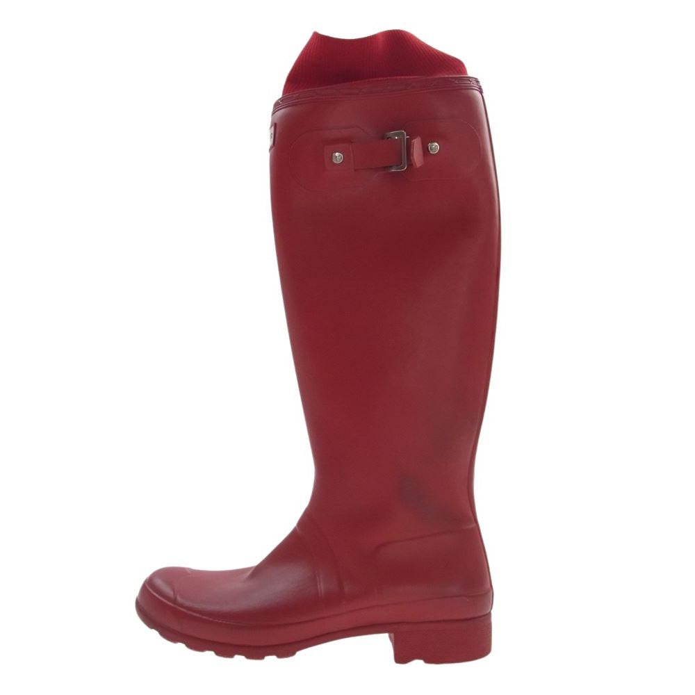 ハンター ロゴ ラバープレート レインブーツ レッド系 UK 5【中古】