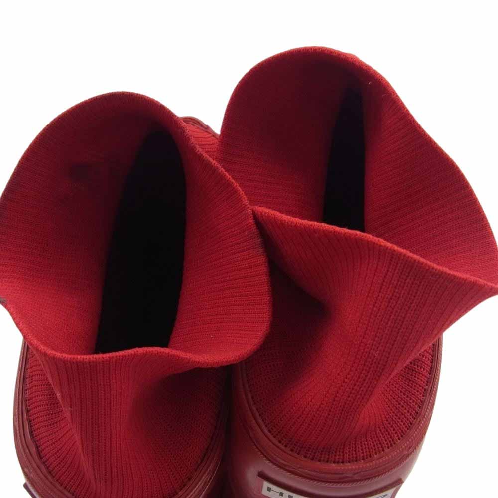 ハンター ロゴ ラバープレート レインブーツ レッド系 UK 5【中古】