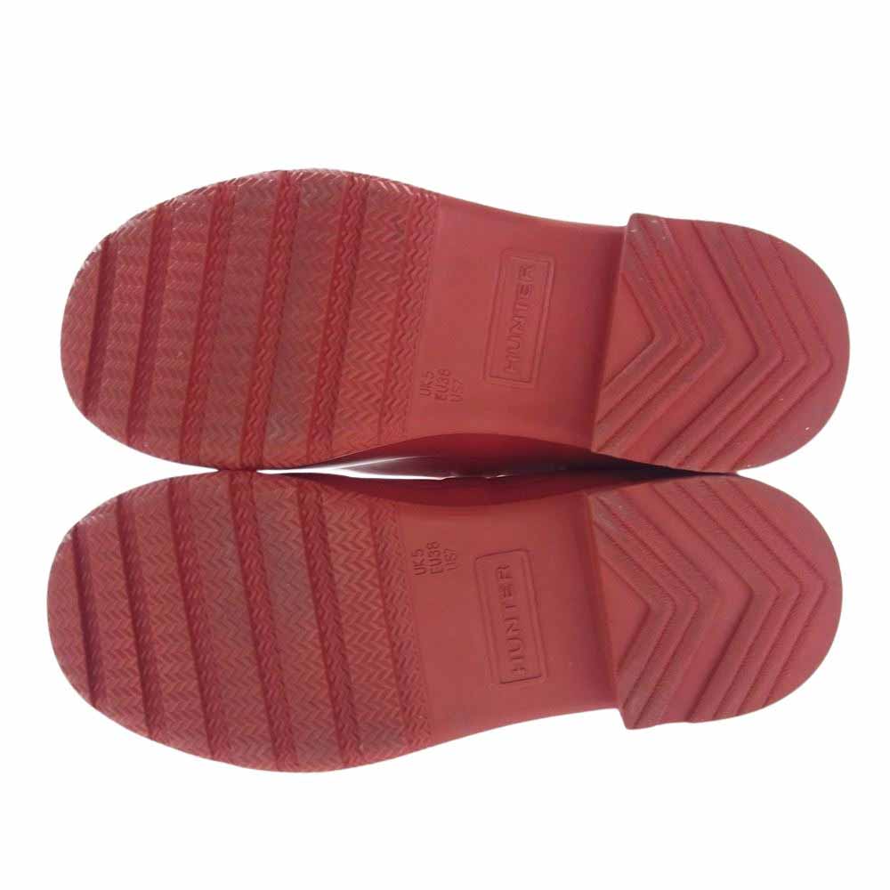 ハンター ロゴ ラバープレート レインブーツ レッド系 UK 5【中古】