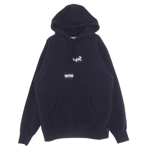 Supreme シュプリーム 18AW × COMME des GARCONS SHIRT コムデギャルソン シャツ Split Box Logo Hooded Sweatshirt スプリット ボックス ロゴ プリント フーデッド スウェットシャツボックス ロゴ パーカー ブラック系 M【中古】